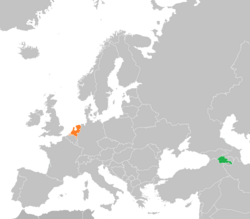 Map indicating locations of Armenia and Netherlands