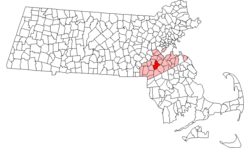 Location in Norfolk County in Massachusetts