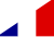 Diagonally split flag of Germany and France