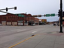 Downtown. Intersection of US Highways 18, 20, and 85.