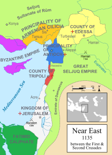 Map of the states of the eastern Mediterranean in 1135