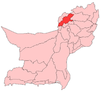 Map of Balochistan with Pishin District highlighted