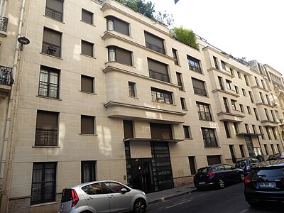 Rue Henri Heine no. 3–5 in Paris by J.J. Ory (2001), a neo-Art Deco building[166]