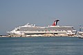 Carnival Destiny docked at Livorno, Italy prior to her refit in 2013.