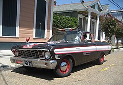 1964 Falcon Ranchero with unique, owner-added trim. 1965 is similar