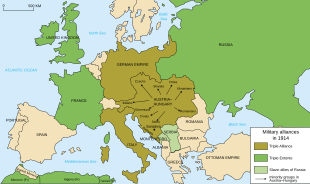 Map of Europe focusing on Austria-Hungary and marking central location of ethnic groups in it including Slovaks, Czechs, Slovenes, Croats, Serbs, Romanians, Ukrainians, Poles.