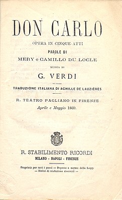 Плакат флорентийской постановки 1869 года