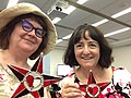 Me with Rosie Stephenson-Goodknight and our barnstars, 2019 editathon in Irvine CA.