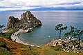 Image 71The Shamanka Шаманка [ru], a holy rock in Shamanism and one of the 9 most holy places in Asia, on the westcoast of Olkhon (from List of islands of Russia)