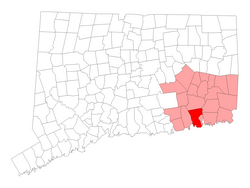 Location in New London County, Connecticut