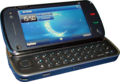 The Nokia N97 released in June 2009 contains a sliding QWERTY and has on-board 32 GB of storage. (S60 5th)