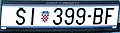 Registration plate from Croatia with region code, numbers and letter in alphabet