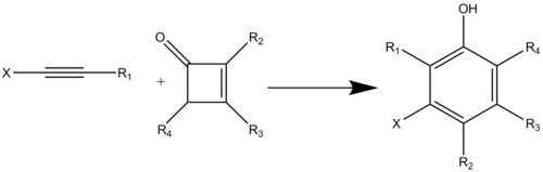 Scheme 1: Danheiser Benzannulation Reaction of an Alkyne and a Cyclobutenone(X= OR, SR, NR2)