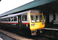 A picture of a British Rail Class 143 ex-GMPTE Pacer (train) at Cardiff Central station in the year 2000. Valley Lines, who were short of rollingstock between 2000 and 2001, were loaned or sold several ex-GMPTE British Rail Class 142 units, as GMPTE brought in some new EMUs at the time.