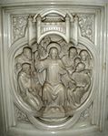 Central panel of pulpit in St Stephen’s Bournemouth- The Sermon on the Mount.