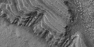 Tilted layers, as seen by HiRISE under HiWish program Location is Hellas quadrangle.