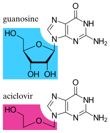 Guanosine aciclovir comparison.svg