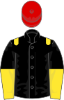 Black, yellow epaulets, halved sleeves, red cap