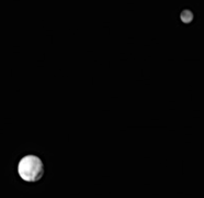 June 2015: Pluto (left) and its moon Charon, taken by the New Horizons space probe.