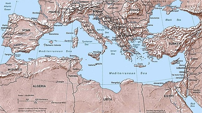 Map of the Mediterranean Sea