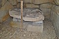 Inside the burial chamber of Bakuya Kofun with fragments of stone coffin