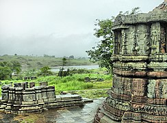 temple from behind and foundation of a former shrine