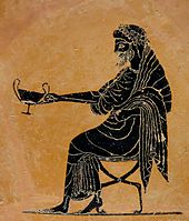 Dionysus extending a drinking cup (kantharos), late 6th century BC