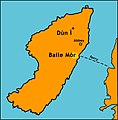 Iona, showing the location of the Abbey and Dùn Ì