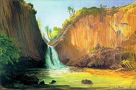 "La cascada y los prismas basálticos de Santa María Regla" obra de Johan Moritz Rugendas (1832).