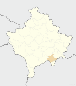 Location of the municipality of Kaçanik within Kosovo