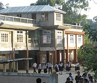 A school campus in Mizoram, which has one of the highest literacy rates in India. Mizoram became a state in 20 February 1987.