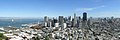 Panoramic view on San Francisco Downtown and Bay Bridge from Coit Tower.