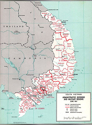 Administrative divisions and military regions of South Vietnam in June 1967.