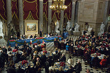 Barack Obama addresses attendees at an indoor ceremony