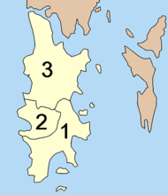 Map of Amphoe, or the three districts of Phuket