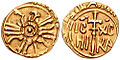 "ΙϹ ΧϹ ΝΙΚΑ" cross on the obverse of a 12th-century Sicilian coin (Roger II)