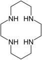 Cyclam is a tetraaza crown ether with alternating (CH2)2 and (CH2)3 linkers between amine centers.