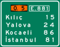 A sign on an otoyol in Turkey