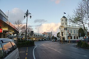 The Three Lamps area in Ponsonby, with the Ponsonby Post Office and Leys Institute visible