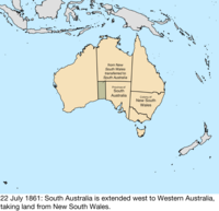 Map of the change to the founding colonies of Australia on 22 July 1861