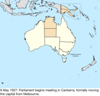 Map of the change to Australia on 9 May 1927