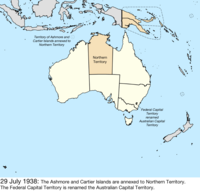 Map of the change to Australia on 29 July 1938