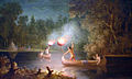 Spearing Salmon By Torchlight, an oil painting by Paul Kane