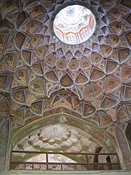 View of an oculus opening into a cupola in the Hasht Behesht, Isfahan (1699)