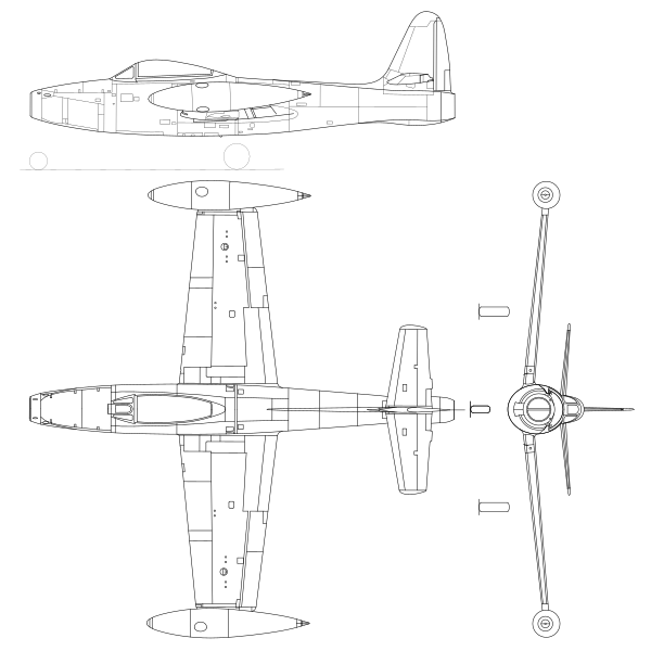 File:Republic F-84 Thunderjet 3-view.svg