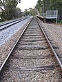 Wooden sleepers on broad gauge track, August 2008