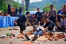 A martial-arts performance with several men