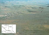 Oblique aerial view of giant ripple marks in Camas Basin, Montana, U.S.