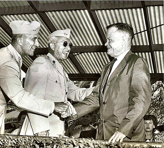 File:Maj.gen-james-m-masters-sr-(center)-and-maj.gen-herman-nickerson-greet-chesty-puller-camp-pendleton-1962.jpg