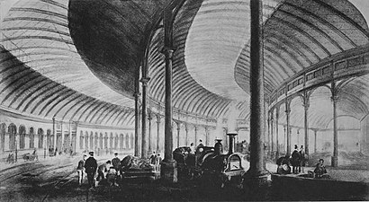 Engraving of the opening of Newcastle railway station, 1850